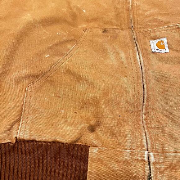 Carhartt J140 Tan Duck Hooded Jacket Mens Size M Workwear Streetwear Skatestyle - Picture 7 of 12